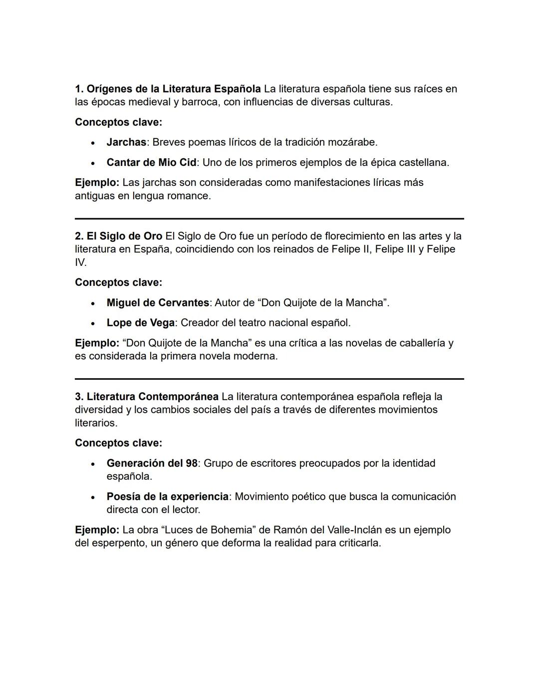 Fundamentos de la Literatura Española
Temas:
Orígenes de la Literatura Española
El Siglo de Oro
Literatura Contemporánea 1. Orígenes de