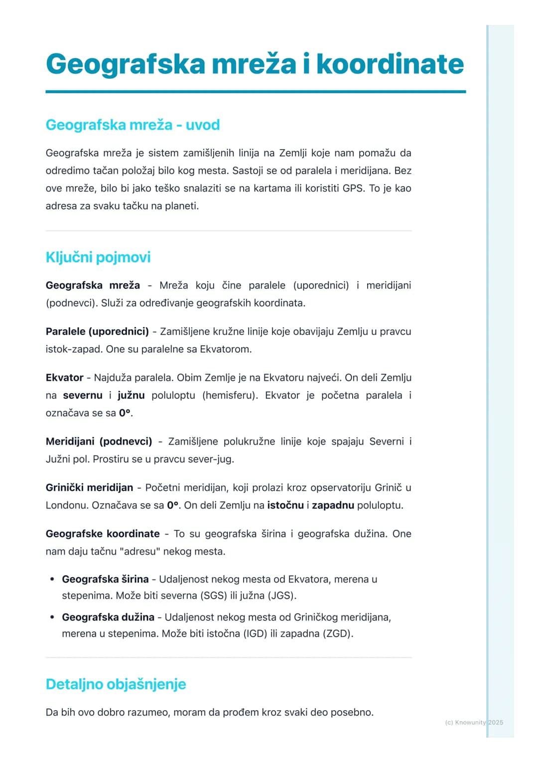 # Geografska mreža i koordinate
Geografska mreža - uvod
Geografska mreža je sistem zamišljenih linija na Zemlji koje nam pomažu da
odredim