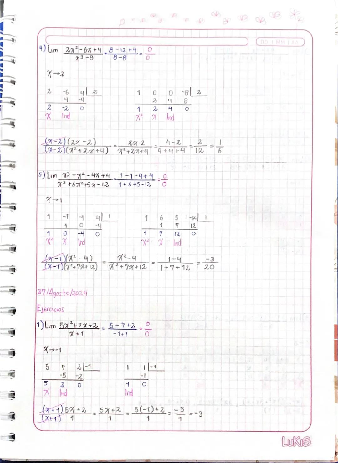-4-4
$\sqrt{16+9+5}$
$\frac{-8}{\sqrt{25} +5}$
$\frac{-8}{5+5} = \frac{-8}{10} = \frac{4}{5}$
13/Agosto/2024
Regla de Ruffını
Es una e