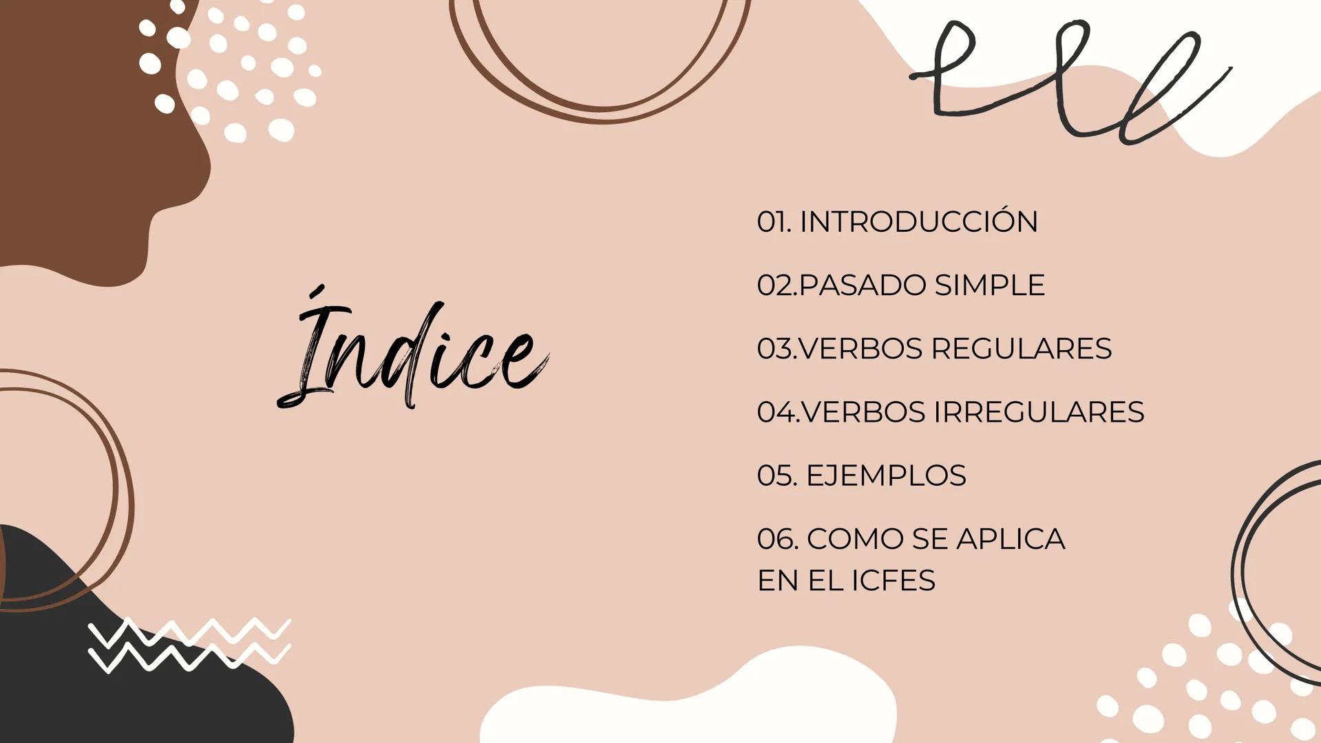 Past simple Índice
еее
01. INTRODUCCIÓN
02.PASADO SIMPLE
03.VERBOS REGULARES
04.VERBOS IRREGULARES
05. EJEMPLOS
06. COMO SE APLICA
EN EL ICF