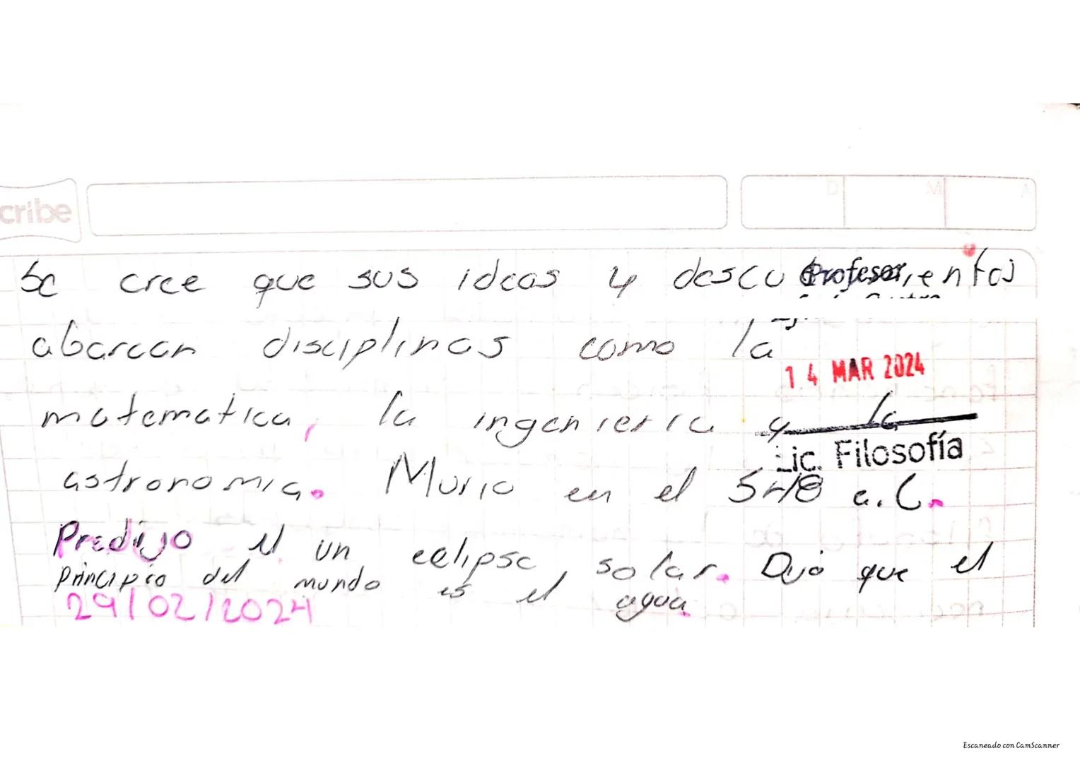 ✓
Biografia DeTales de Mileto
Tales de mileto
Fuc
Un
Filosofo
५
griego que vivio entre d 624 4.6
matemático griego,
4 dl 548 a.c
en Mileto.