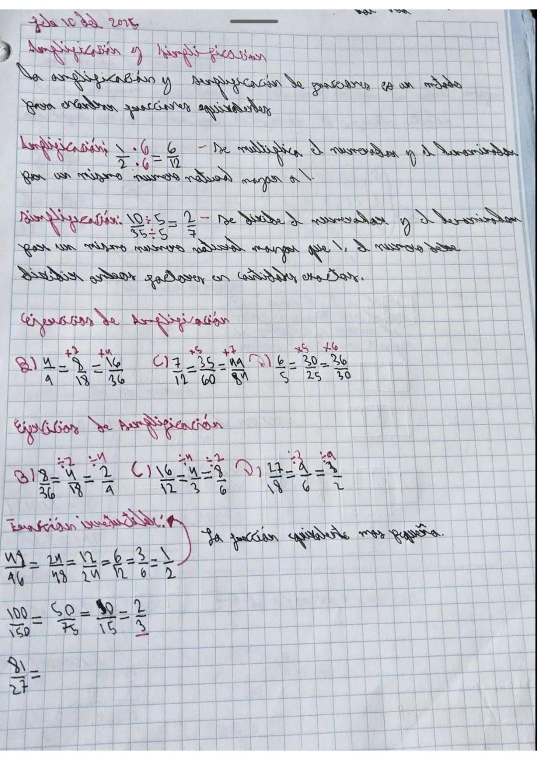 Ampliación y Simplificación de Fracciones