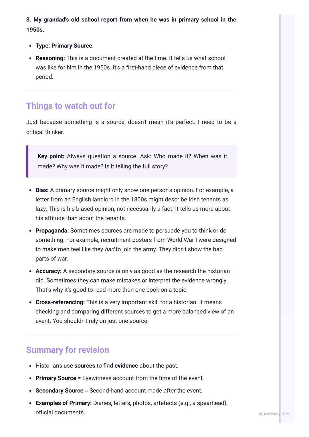 # Sources of History
What are historical sources?
To understand history, we can't just guess what happened. Historians act like
detectives