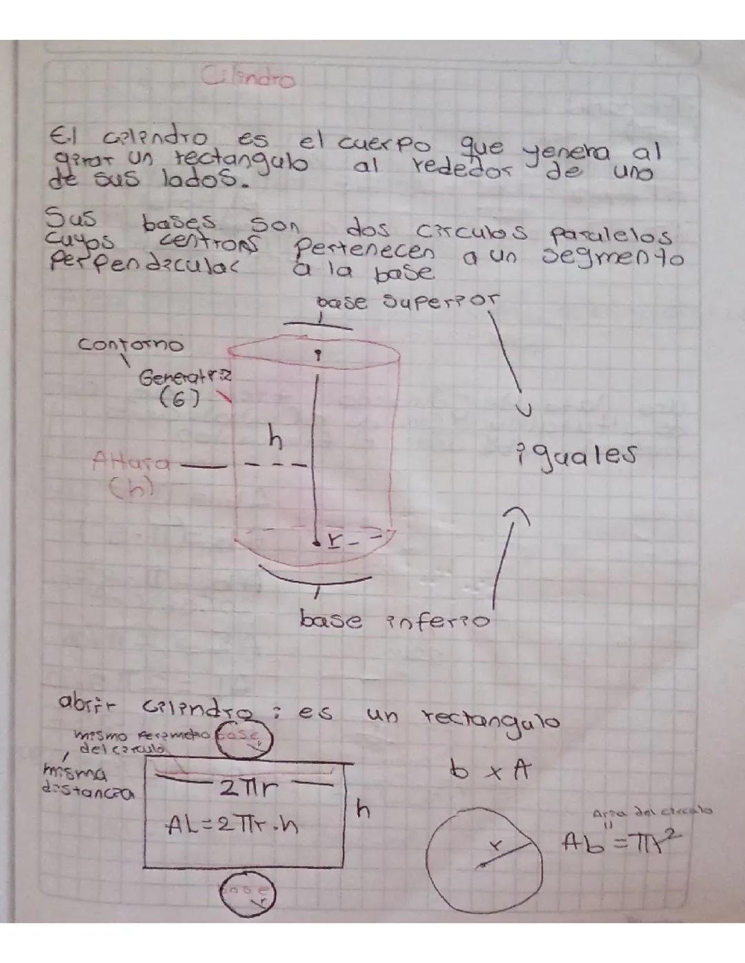 Cilindro área y volumen