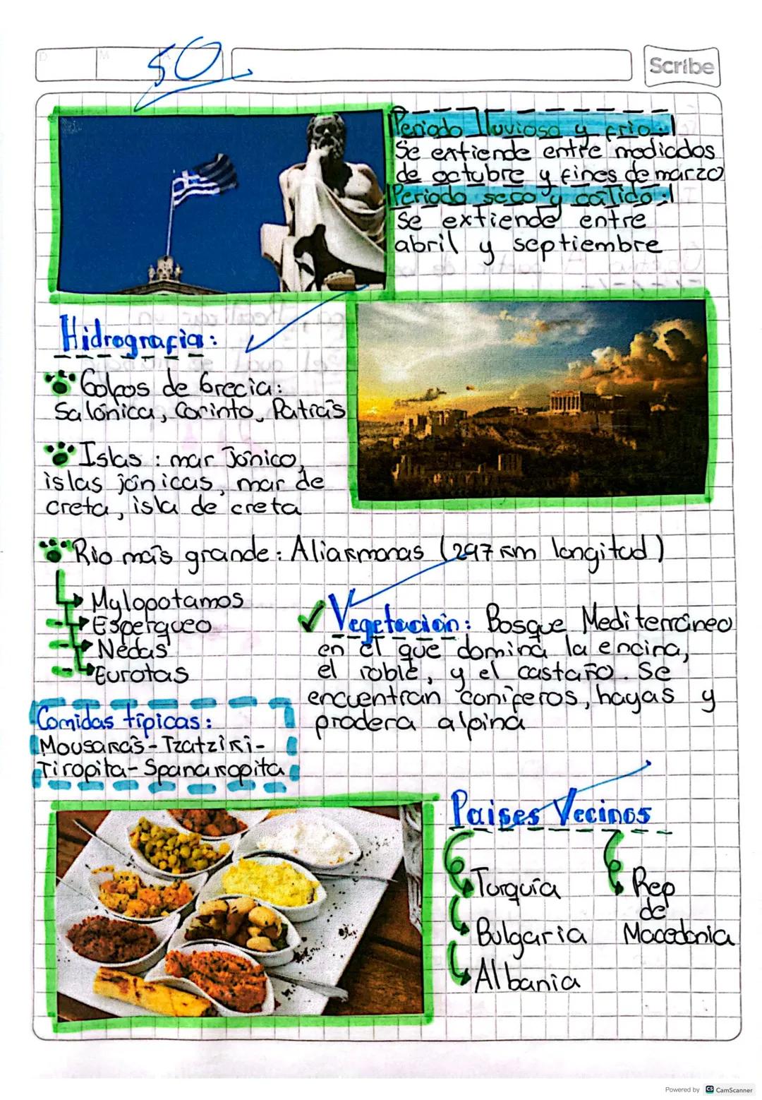 Scribe
# GRECIA
Païs del suroeste de
Europa, a menudo se
le llama la "cuna de
la civilización occidental
-Viven alrededor de 11
millones de