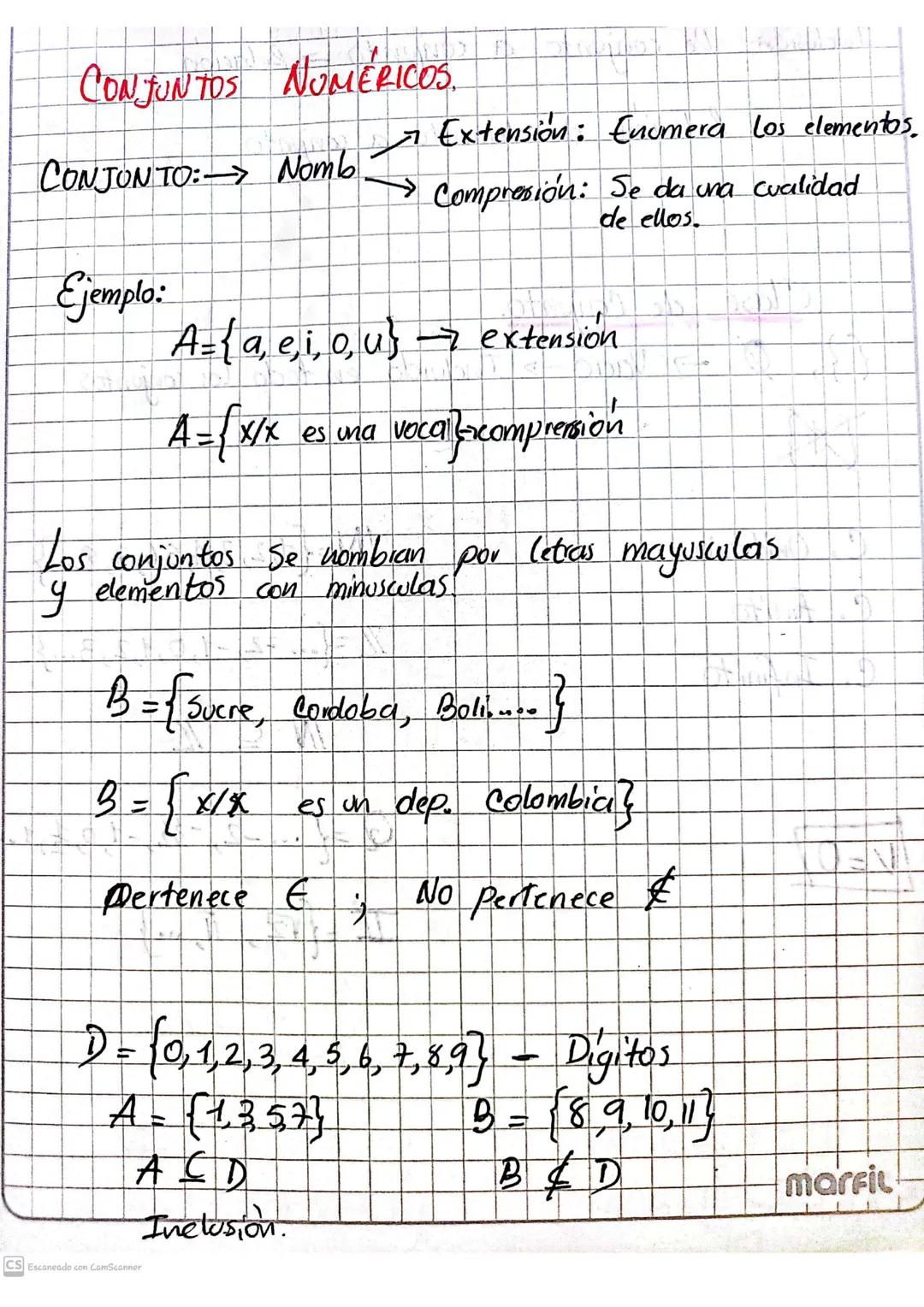 CONJUNTOS NUMÉRICOS.
~ Extension: Enumera los elementos.
CONJON TO: Nomb
Compresión: Se da una cualidad
de ellos.
Ejemplo:
A= {a, e, i, o, u