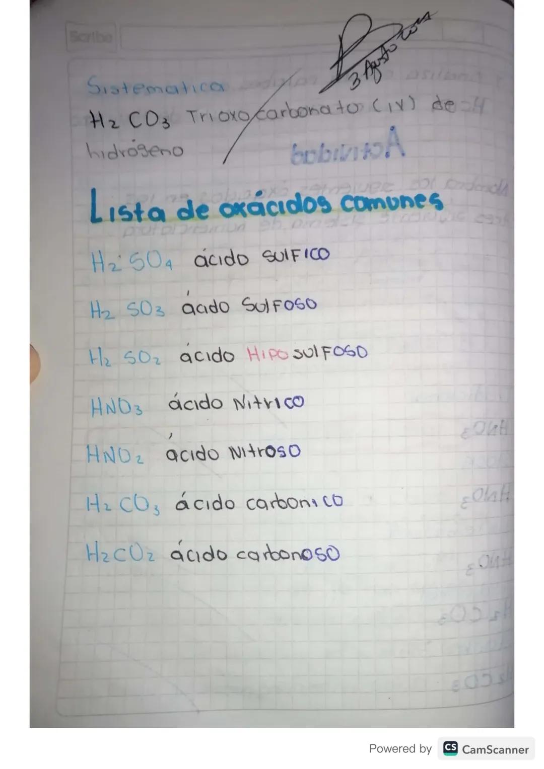 3 08 23 Scribe
Tema. Nomenclatura de oxácidos
Proposite, Nombrar axácidos
Contenide.
- Oxácido
son acidos que se forman por la combinaci