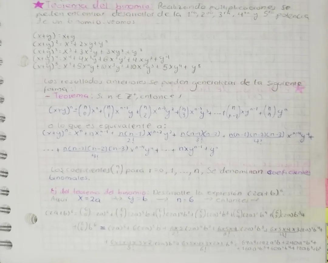 Apuntes del teorema del binomio