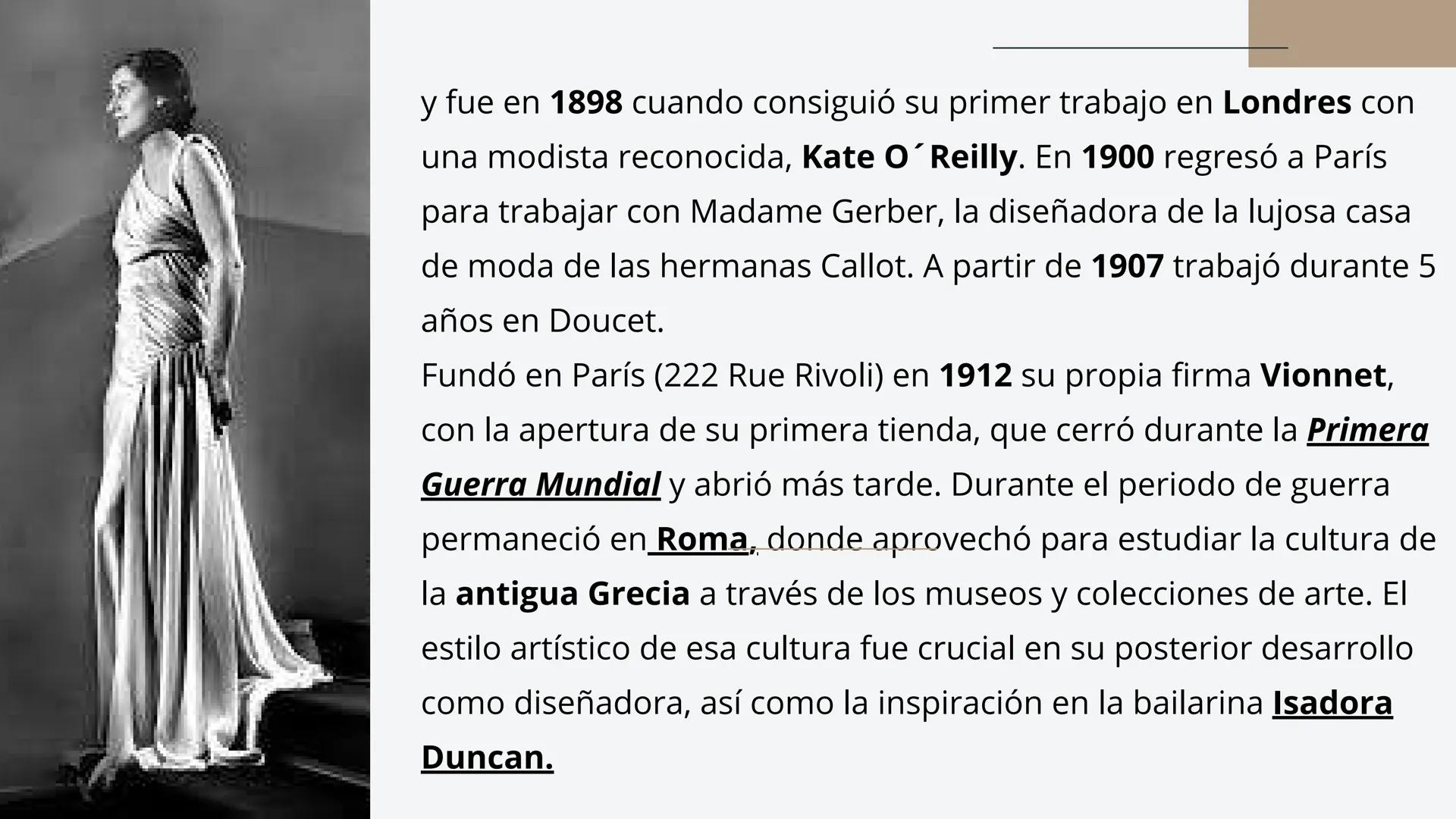 # MADELEINE VIONNET
Madeleine Vionnet, nacio el 22 de junio de 1876 -fue una
diseñadora de alta costura francesa, y como tal, una de las
fi