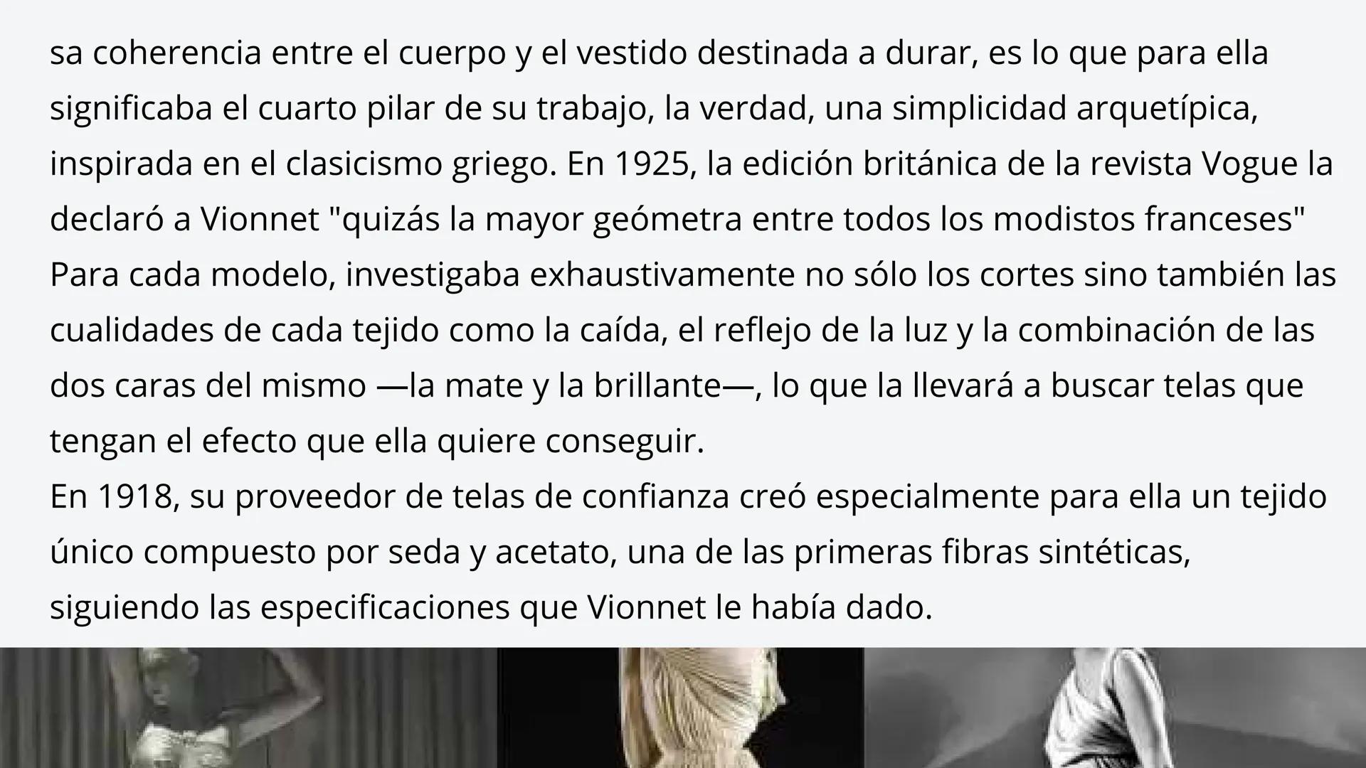 # MADELEINE VIONNET
Madeleine Vionnet, nacio el 22 de junio de 1876 -fue una
diseñadora de alta costura francesa, y como tal, una de las
fi