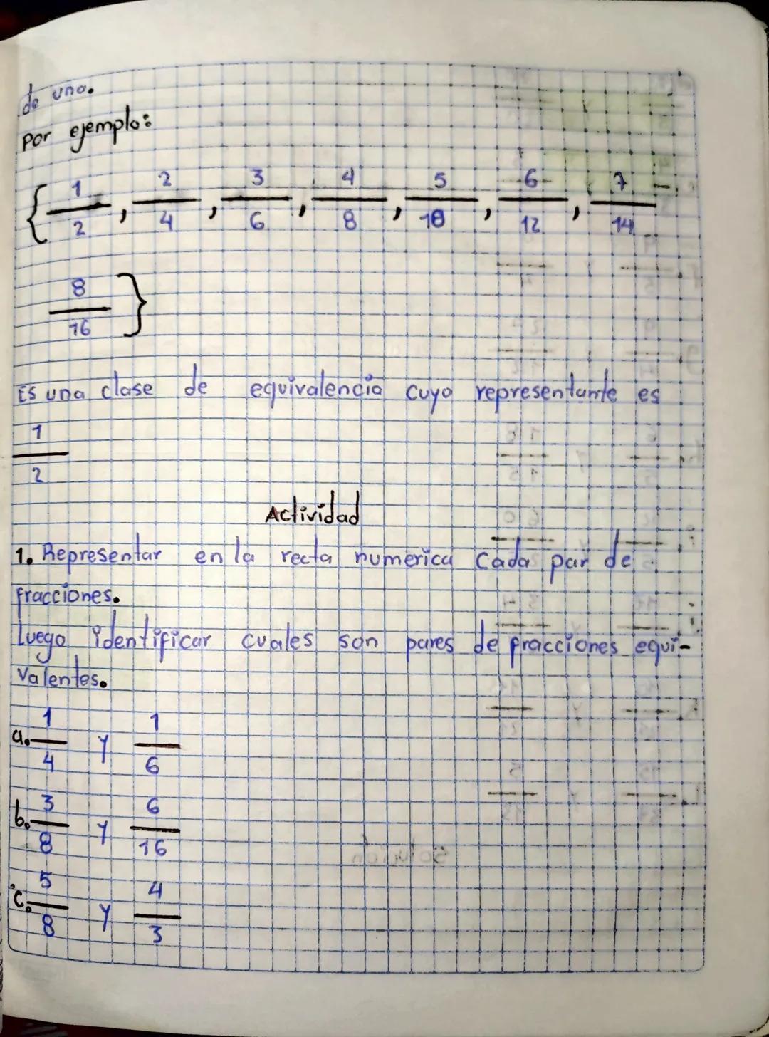 Fracciones
Equivalentes.
Lus fracciones equivalentes representon
en la Recta numérica.
el mismo pu
Fracciones son equivalentes st representa