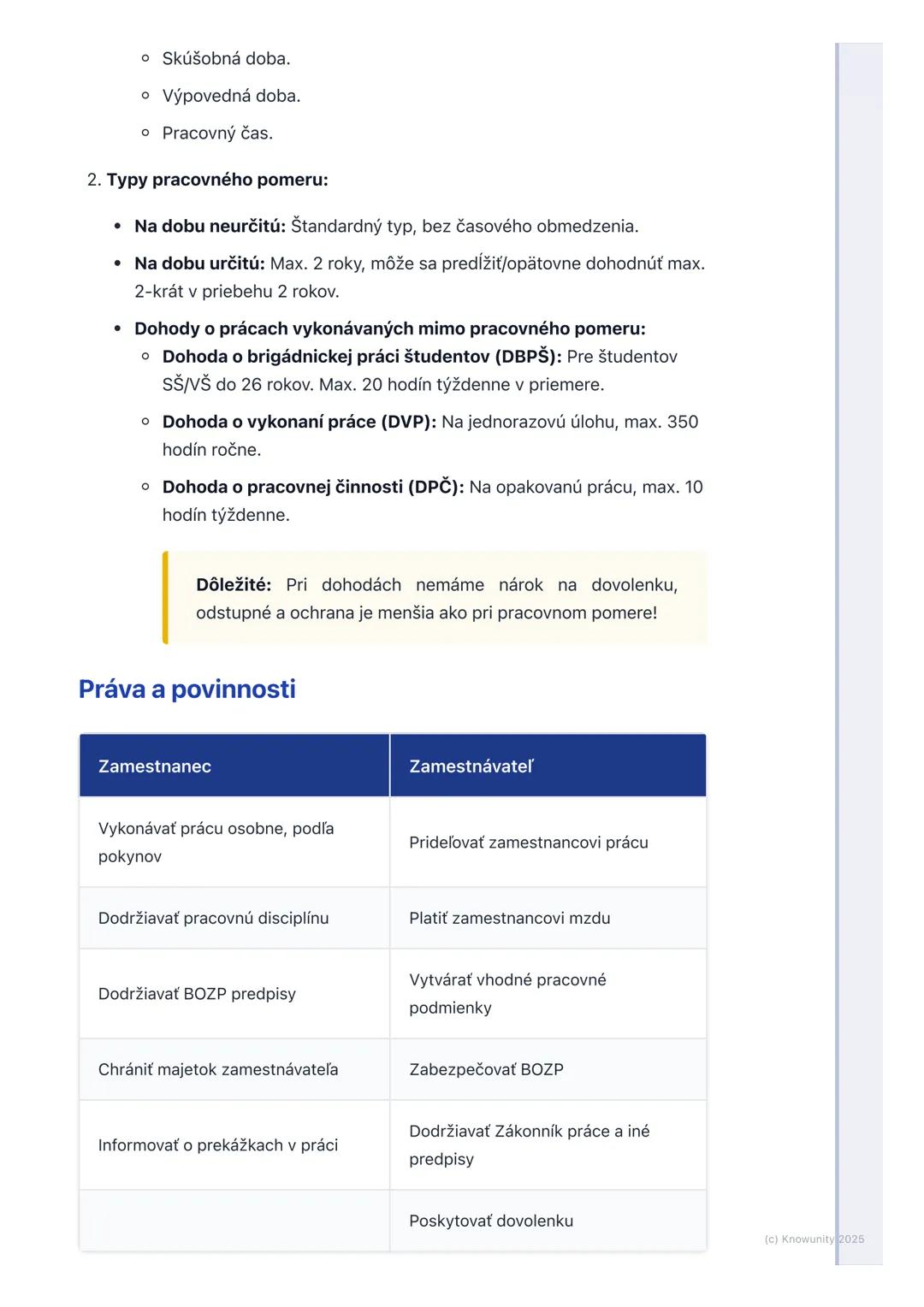 # Pracovné právo
## 1. Prehľad pracovného práva
Pracovné právo je odvetvie práva, ktoré upravuje vzťahy medzi zamestnancami
a zamestnávate