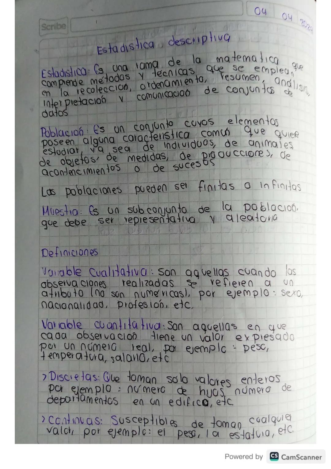 Scribe
Estadistica descriptivg
04
04 2020
que
analisis,
Estadistica: Cs una fama de la matematica
Comprende métodos y técnicas que se emplea
