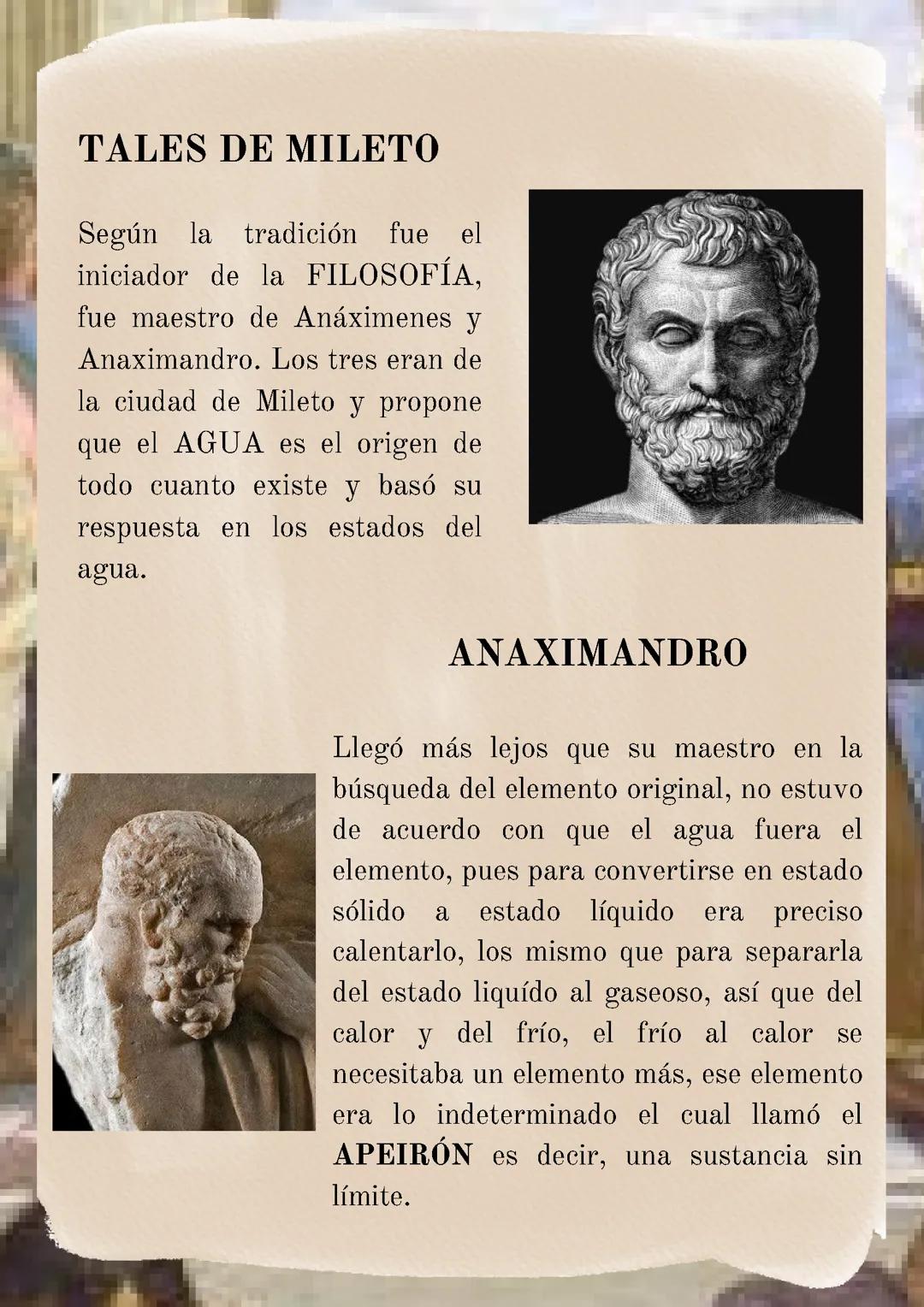 Tales de Mileto, Anaximandro, Anaxímenes y Pitágoras