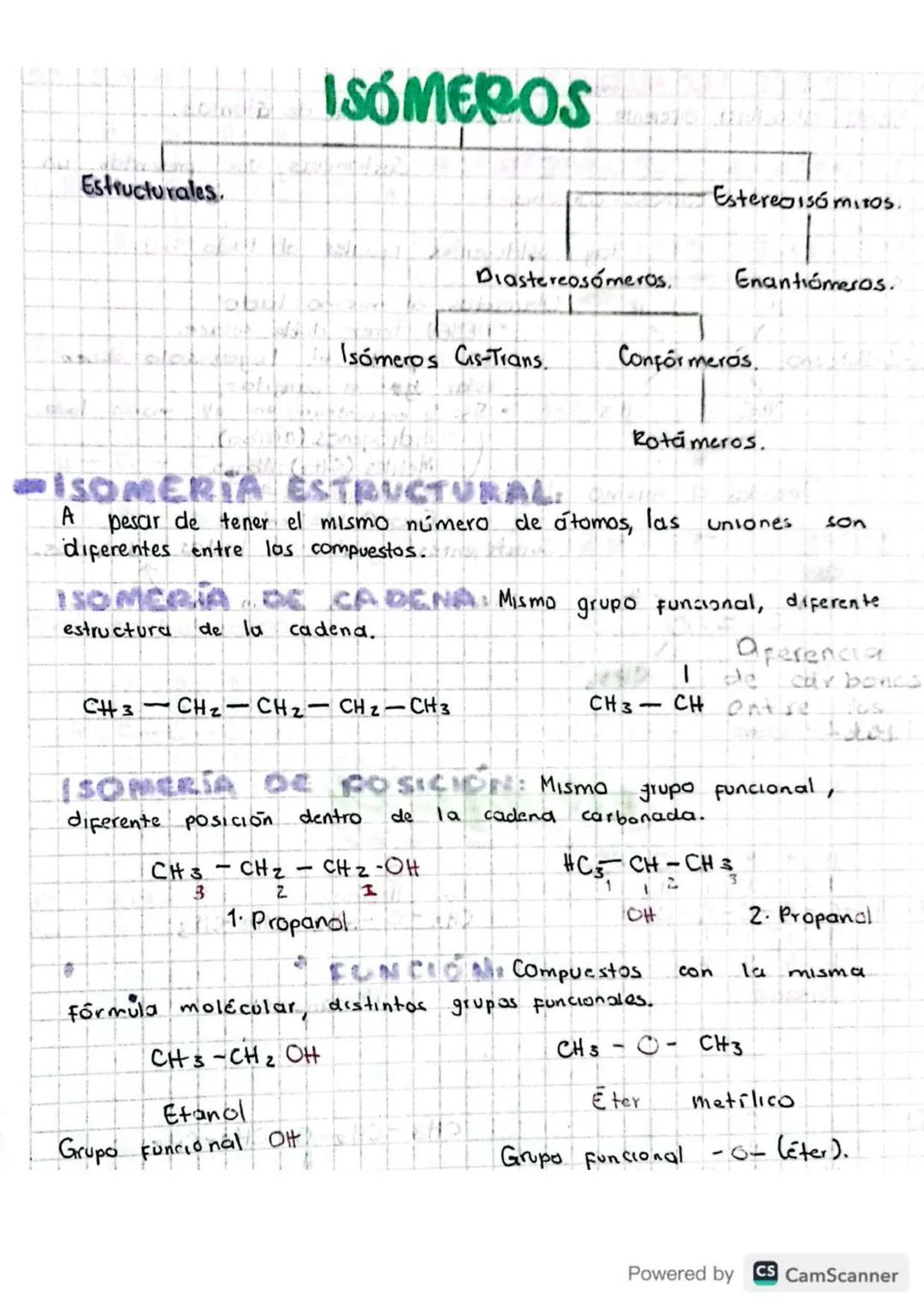 Estructurales.
ISOMEROS
Diastereosómeros.
Estereoisómitos.
Enantiomeros.
sómeros Cis-Trans. Conformeras.
Rotámeros.
-ISOMERIA ESTRUCTURAL:
A