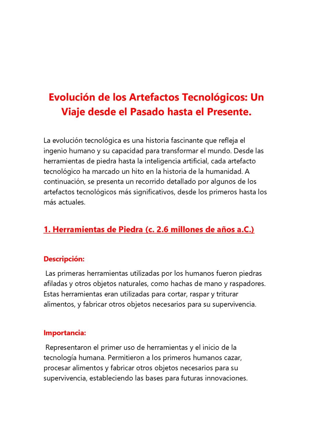 Evolución de los artefactos tecnológicos