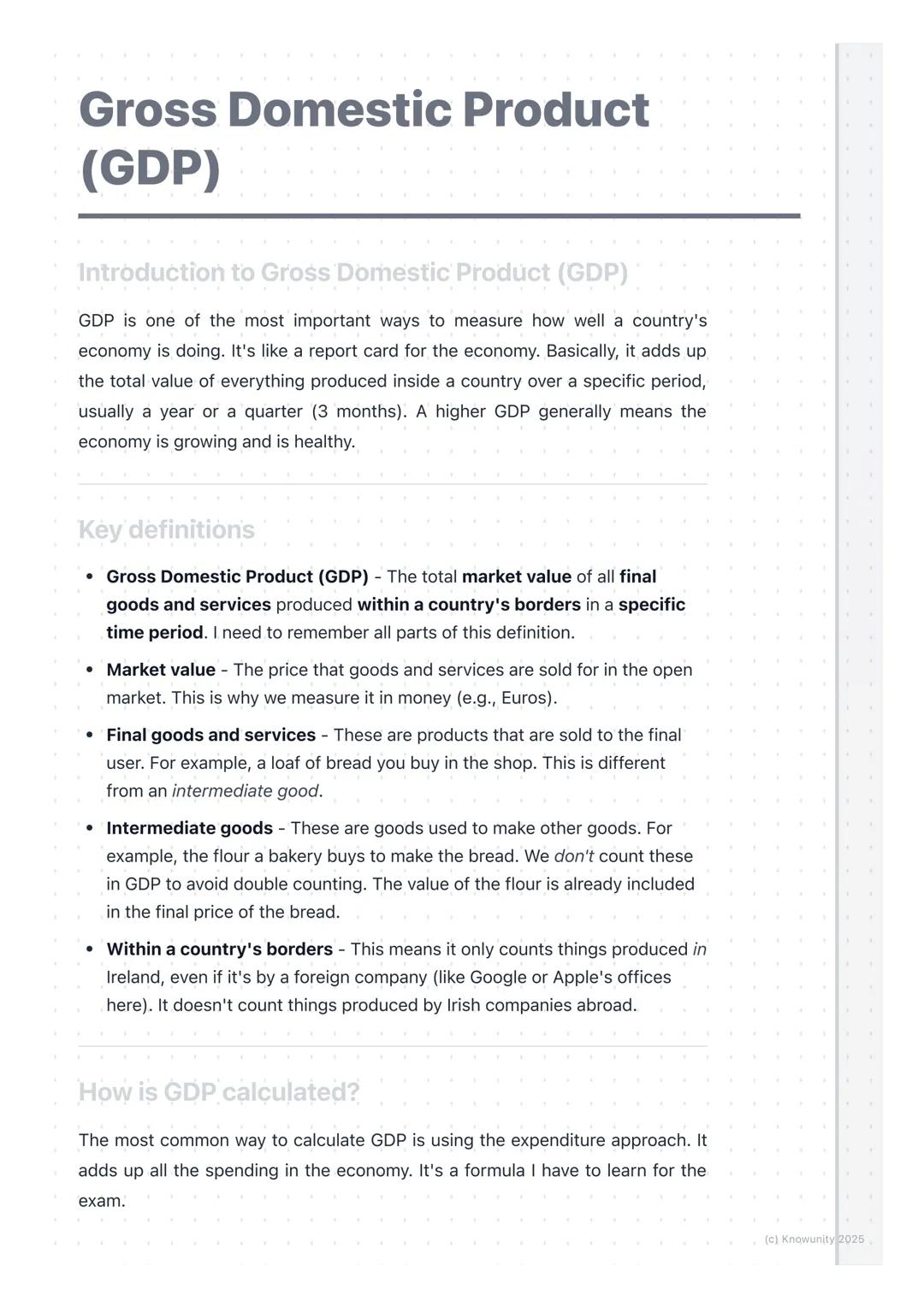 # Gross Domestic Product
(GDP)
Introduction to Gross Domestic Product (GDP)
GDP is one of the most important ways to measure how well a co
