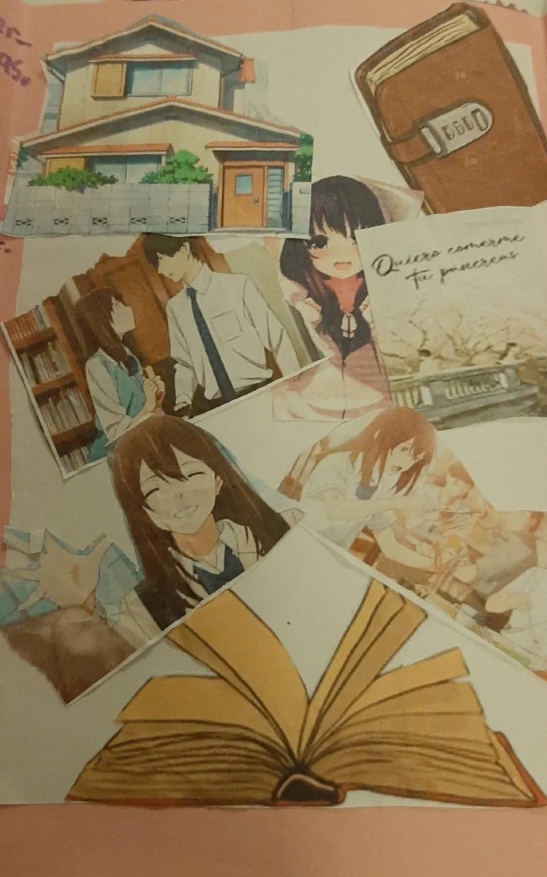 El
Diario
de
Sakura # Collage
- Images of anime characters and scenes
- A drawing of a house
- A drawing of an open book
- A notebook with