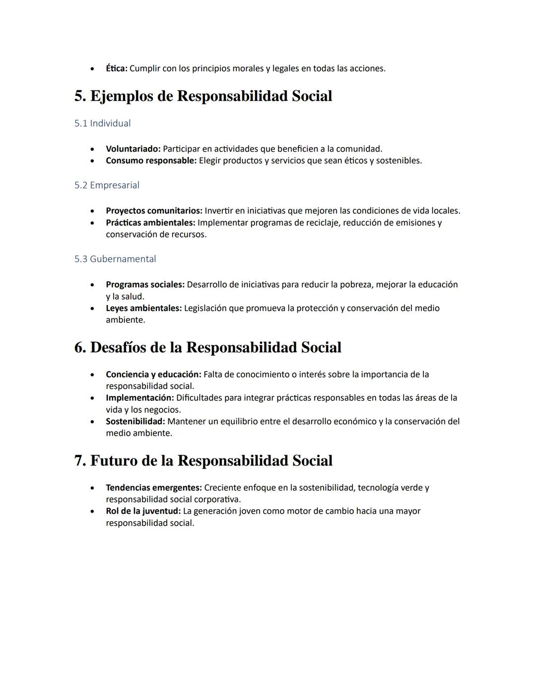 Responsabilidad Social
APUNTES//
1. Definición
•
Responsabilidad Social: Compromiso y obligación de una persona, grupo o empresa para
actuar