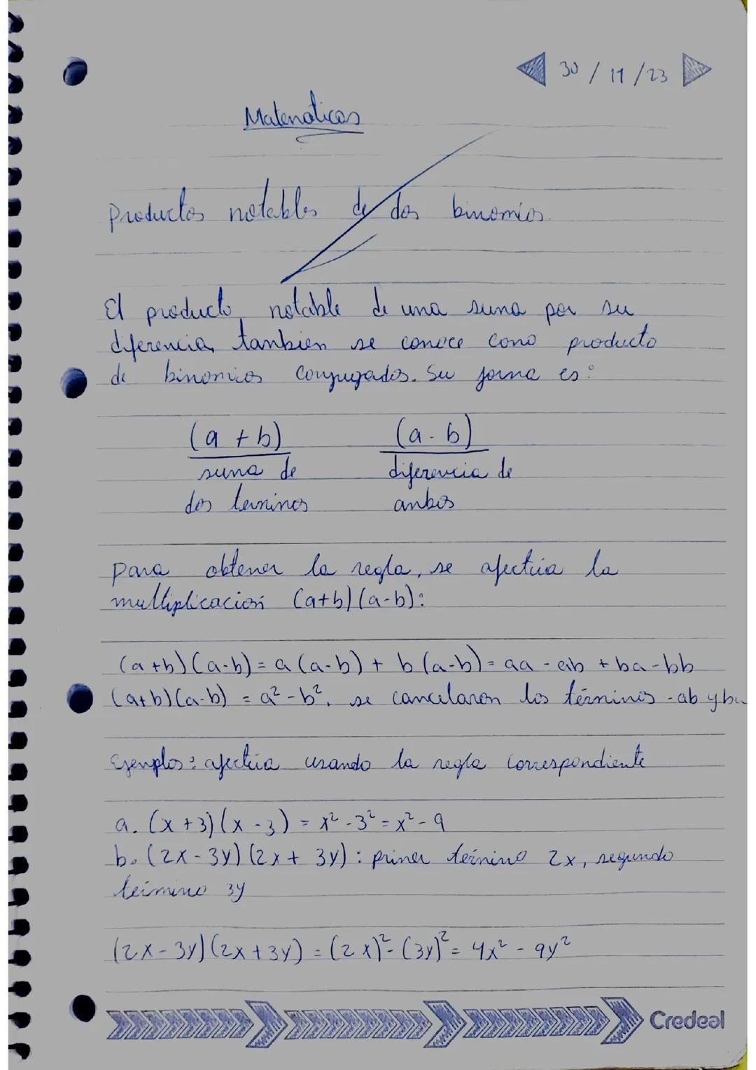 Producto notable de dos binomios