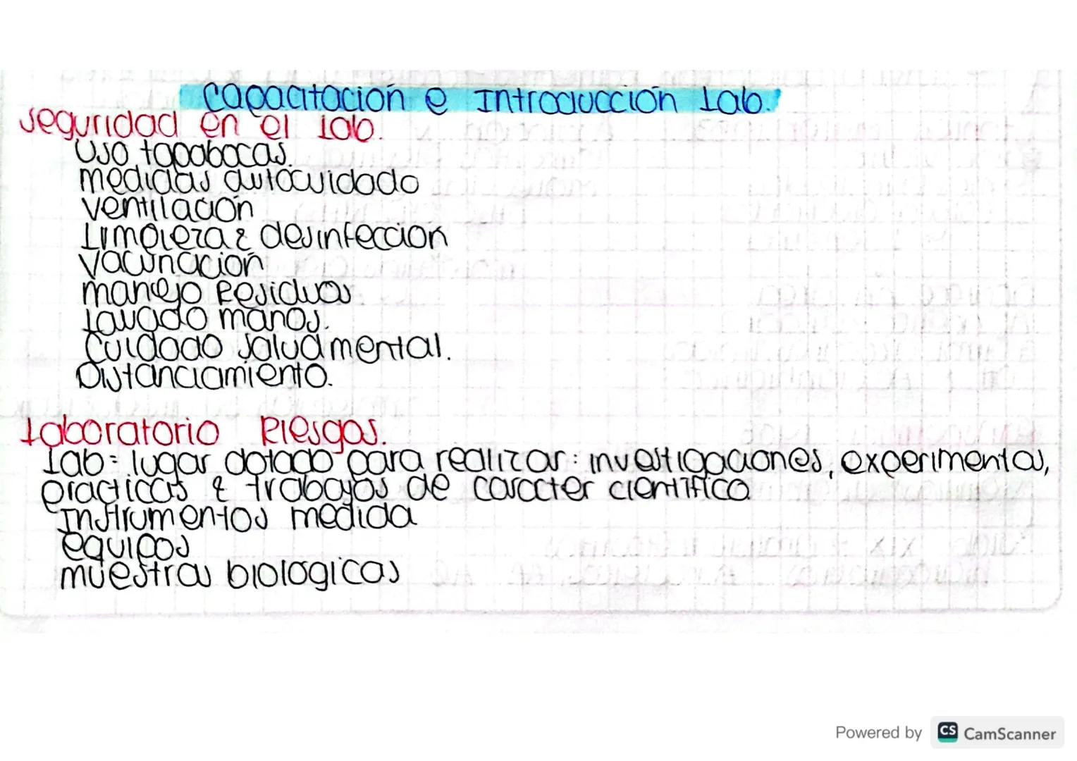 capacitación e Introducción Lab
Seguridad en el lab.
medidas autocuidado
ventilacion
Limolera & desinfeccion
Vacunacion
manejo Residuos
Lava
