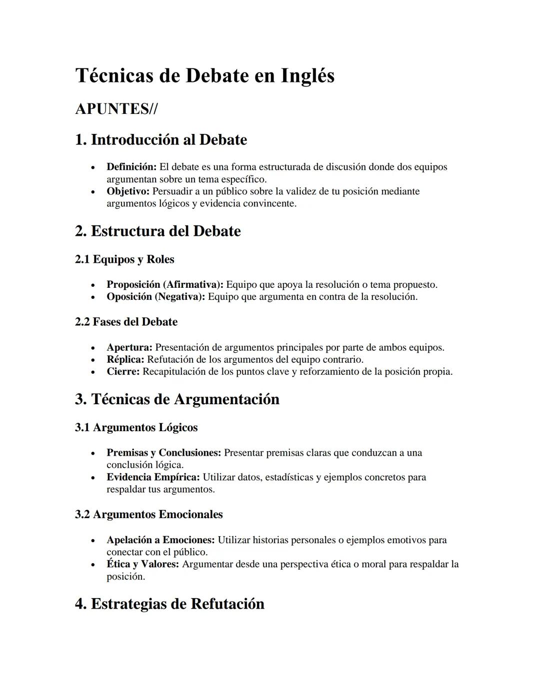 Técnicas de Debate en Inglés