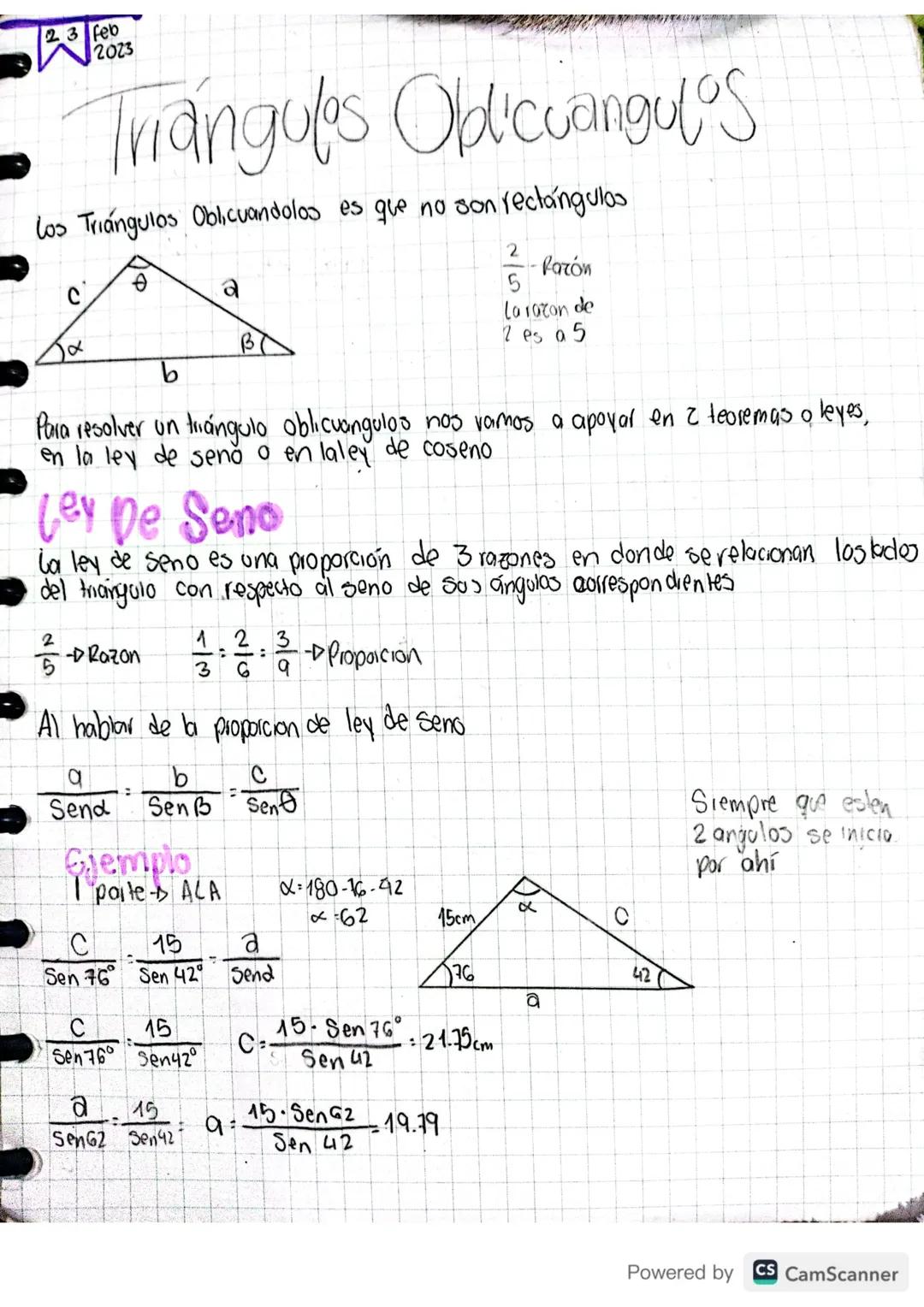 23 feb
2023
Triangulos Oldicuangel's
Los Triángulos Oblicuandolos es que no son rectángulos
ΦΙ
2
Κατόν
5
la razon de
2 es a 5
b
Para resolve