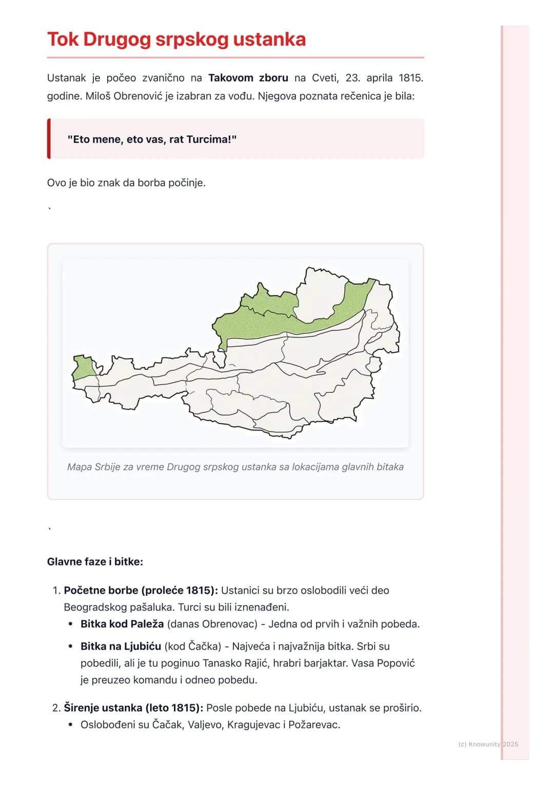 # Drugi srpski ustanak
## Uvod i uzroci ustanka
Posle sloma Prvog srpskog ustanka 1813. godine, stanje u Srbiji je bilo jako
teško. Turci