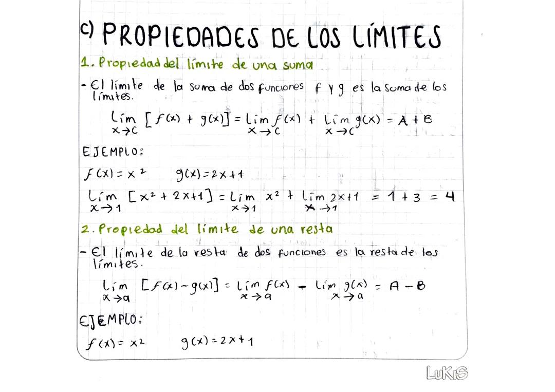 Propiedades de los límites