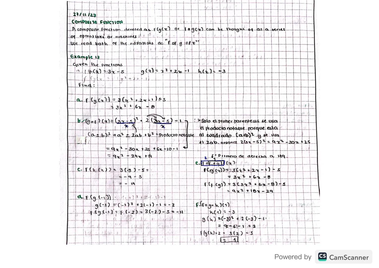 27/11/23
# COMPOSITE FUNCTION
A composite function denoted as f(g(x) or fog(x) can be thought of as a series
of operations or machines
We re