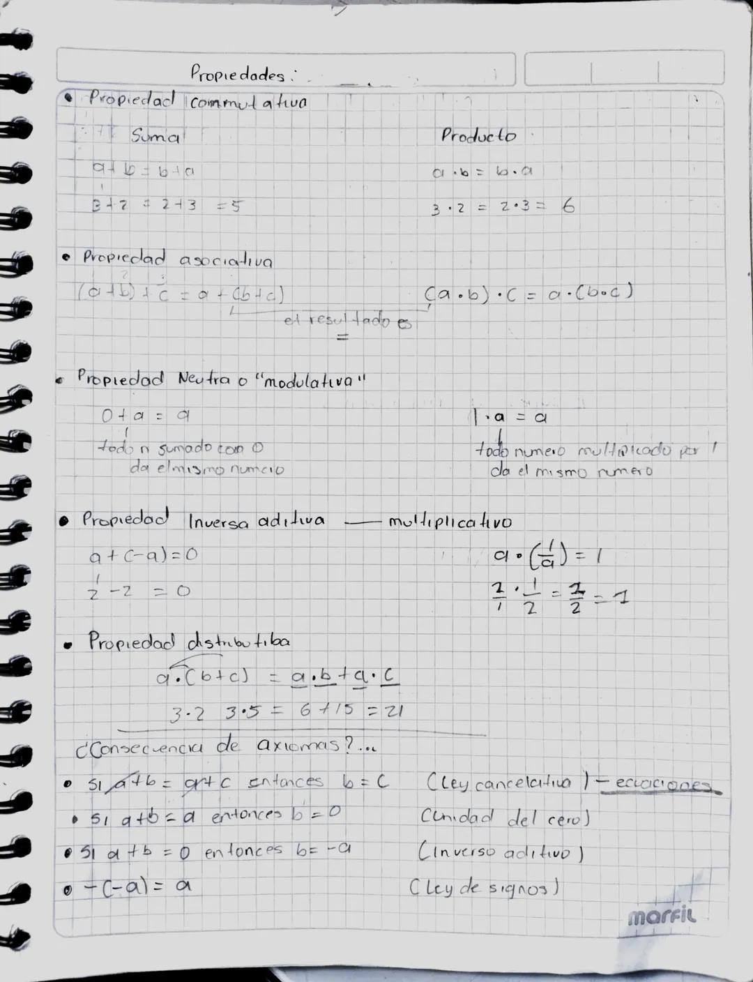 Propiedades:
● Propiedad commutativa
Suma
347 # 243
=5
• Propiedad asociativa
(a + b) + c = a + (b + c )
L
1
Producto
160
6.9
3.2 = 2.3=6
Ca