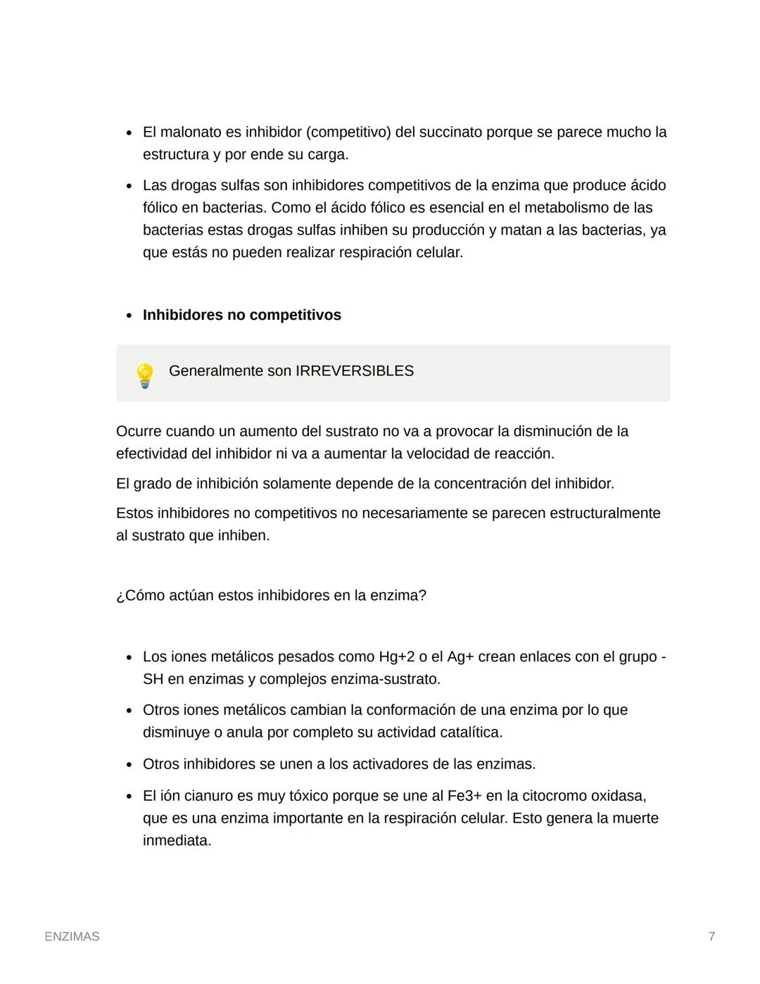 ENZIMAS
Cuanto menor sea la energía de activación, mayor será el número de moléculas que
tendrán energía suficiente para combinarse y formar