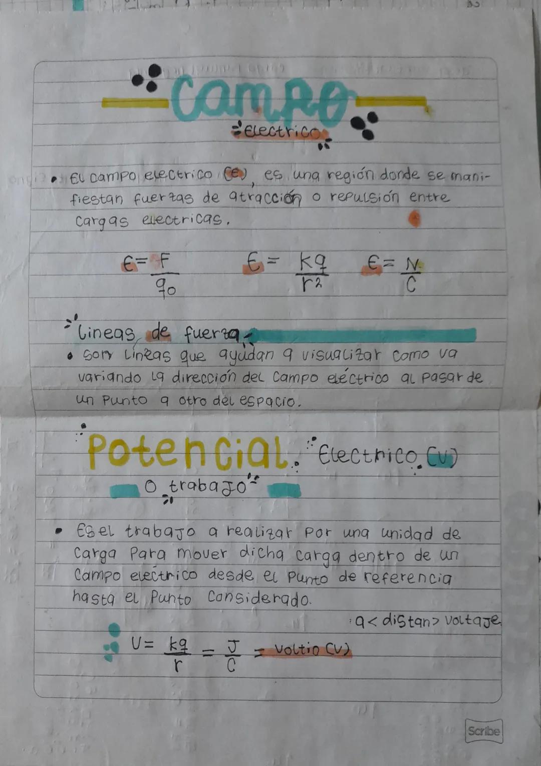 campo
Electrico
• El campo electrico (e) es una región donde se mani-
fiestan fuertas de atracción o repulsión entre
Cargas electricas.
E =