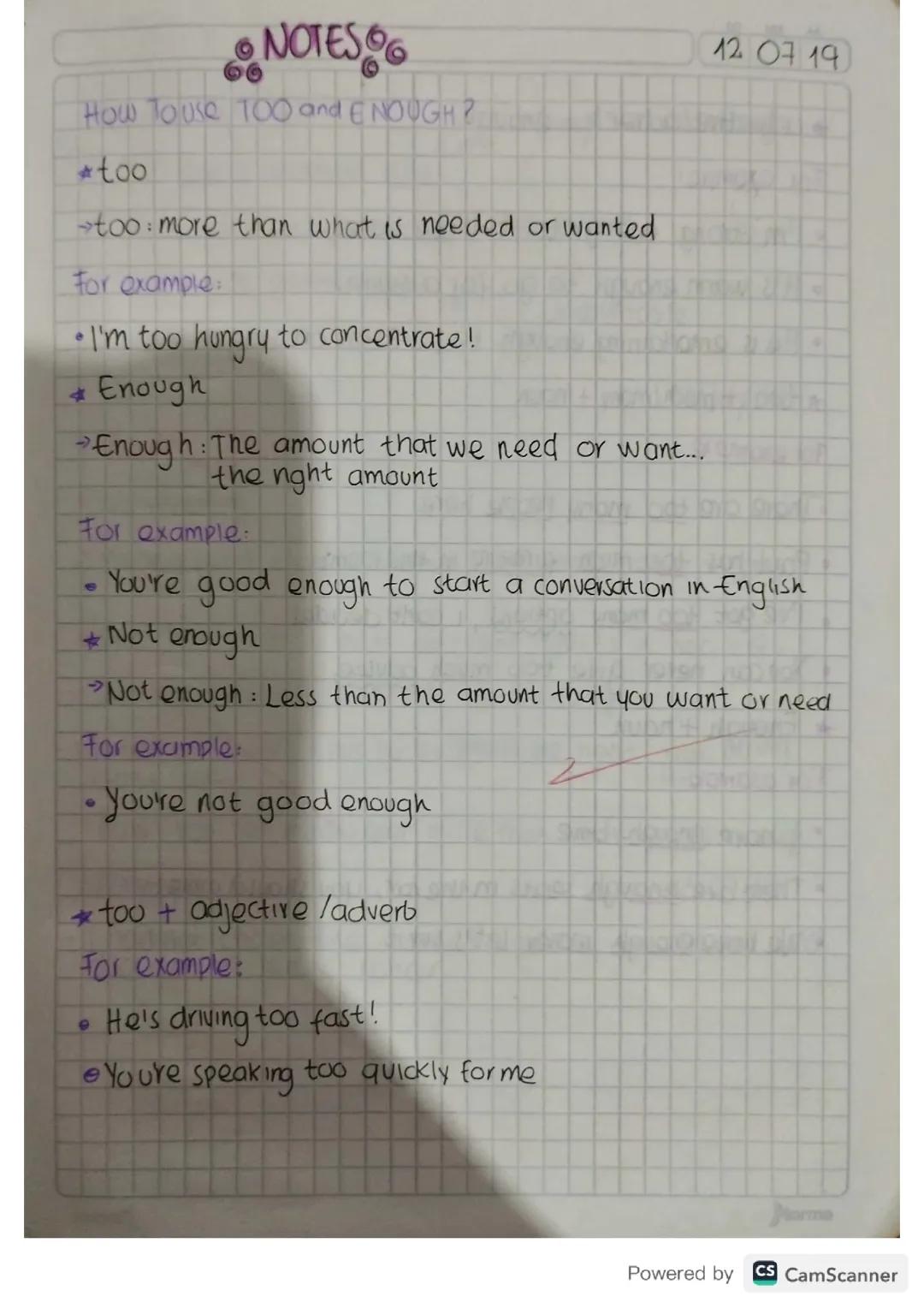 how to use TOO and ENOUGH