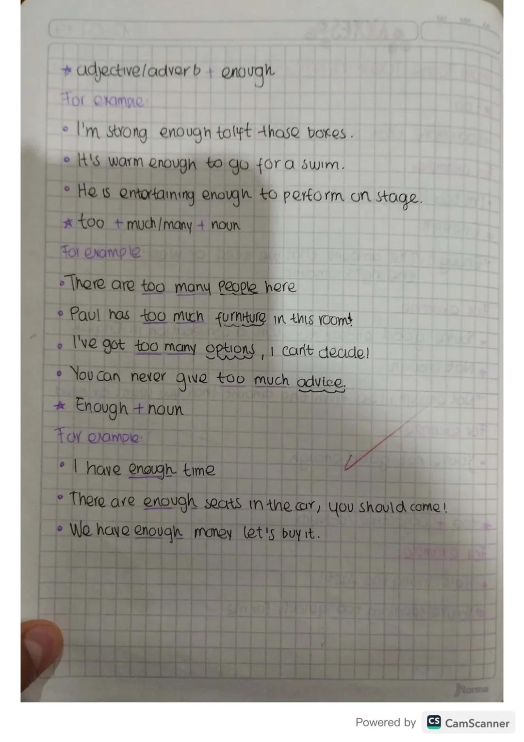 • NOTES
How Touse TOO and ENOUGH?
4
too
12 07 19
too more than what is needed or wanted
For example:
4
I'm too hungry to concentrate!
Enough
