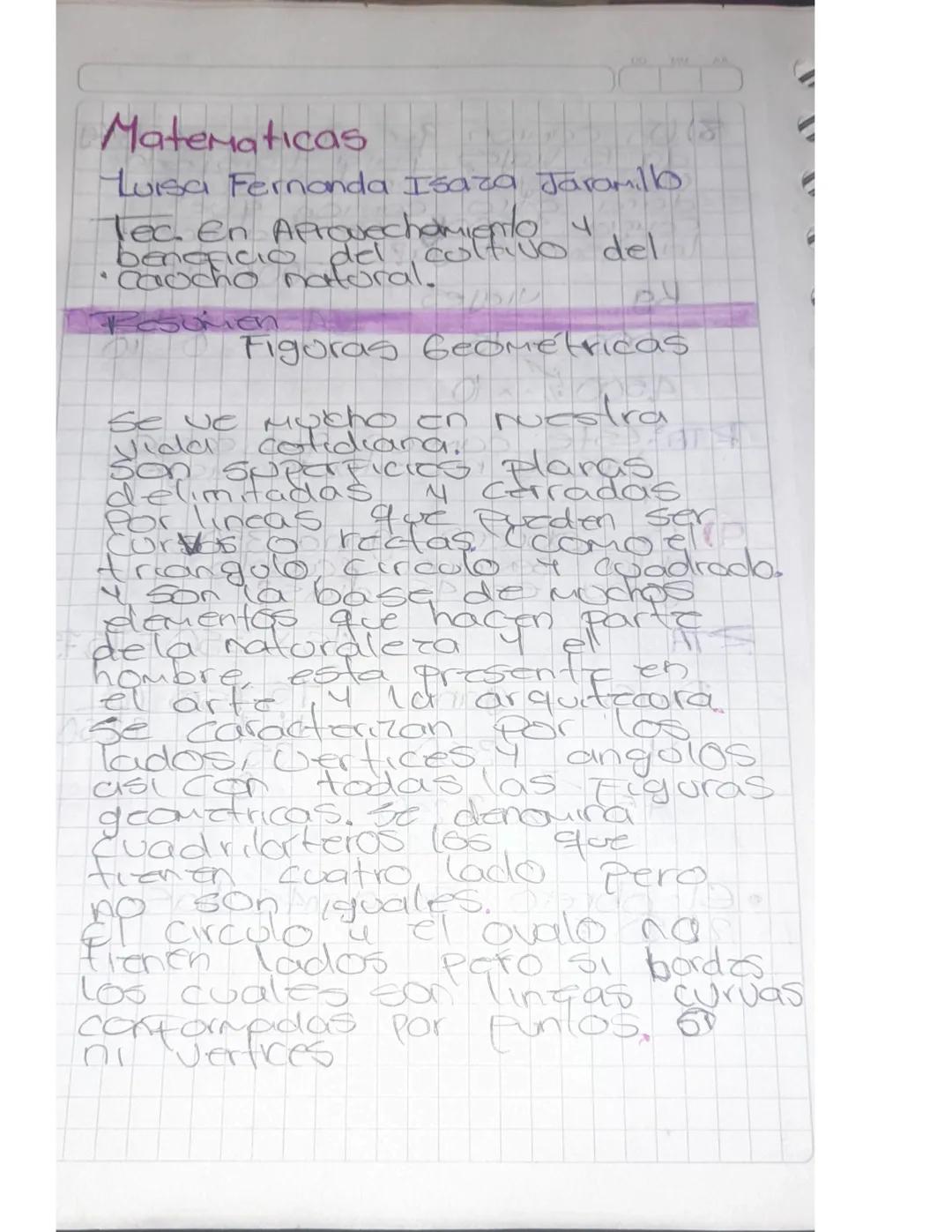 880
M
Matematicas
Luisa Fernanda Isaza Jaramillo
Tec. En Aprovechamiento &
beneficio del cultivo del
"Caucho natural.
Resumen
Figuras Geomét