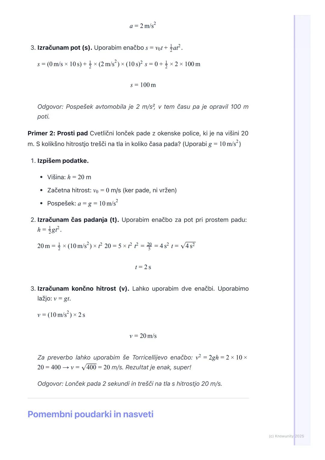 # 2.4. Enakomerno pospešeno
gibanje
Kaj je enakomerno pospešeno gibanje?
To je gibanje, pri katerem se hitrost telesa spreminja enakomerno