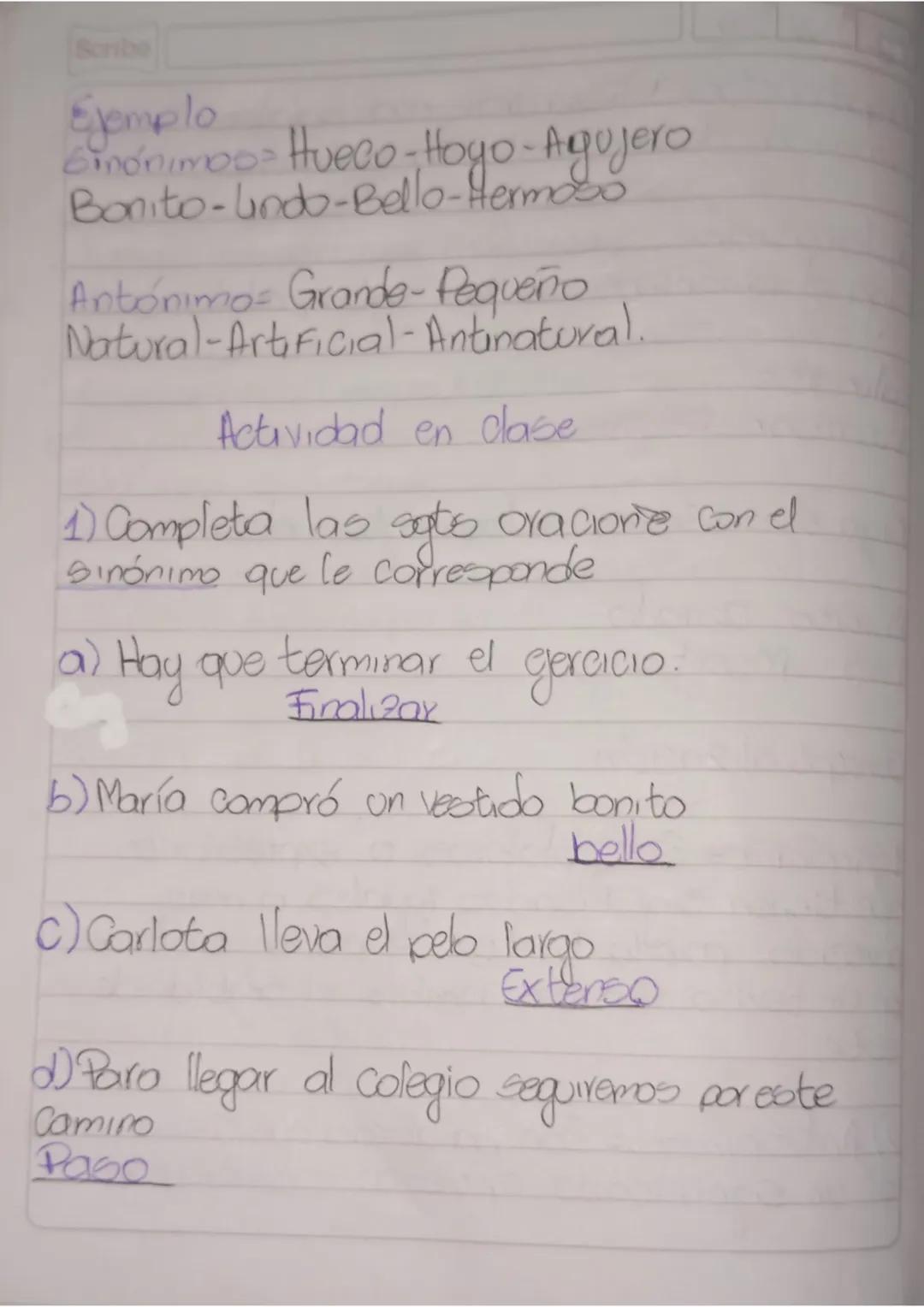 VIVO
Conceptualización
1 Sinónimo Son palabras o expresiones.
que tienen significados iguales o moy
parecido, por lo tanto, Se pueden sust