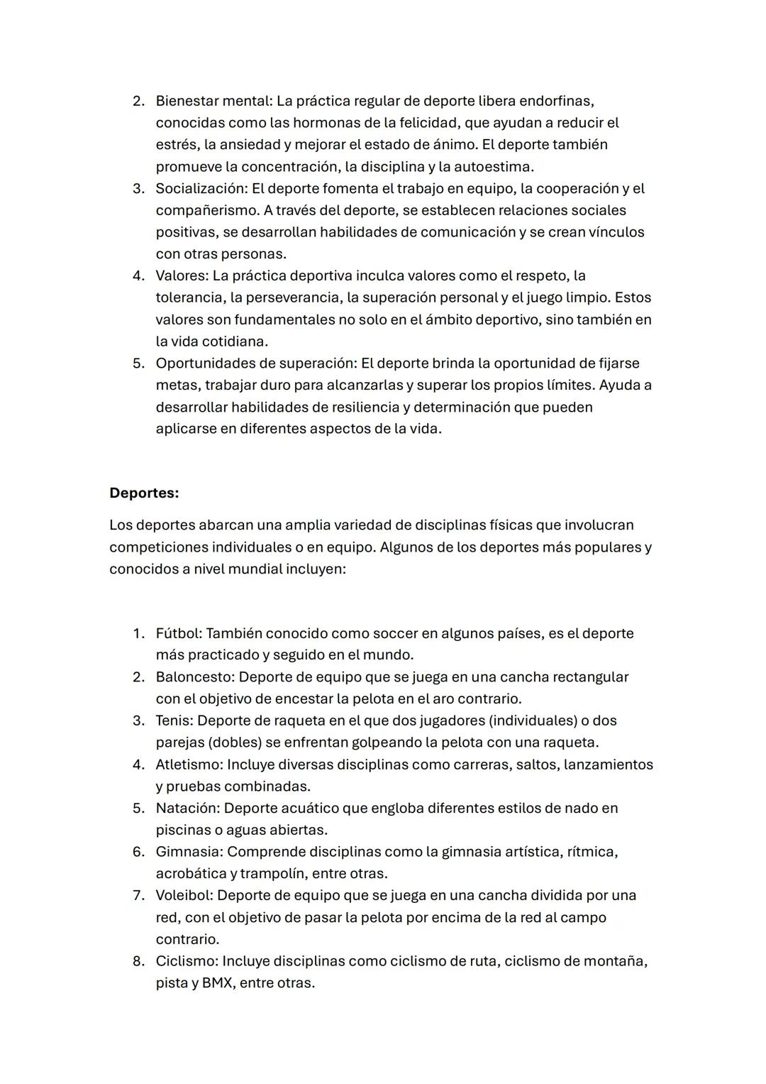# EL DEPORTE
Concepto:
El deporte es una actividad física reglamentada que se realiza con el objetivo de
mejorar la condición física, la s