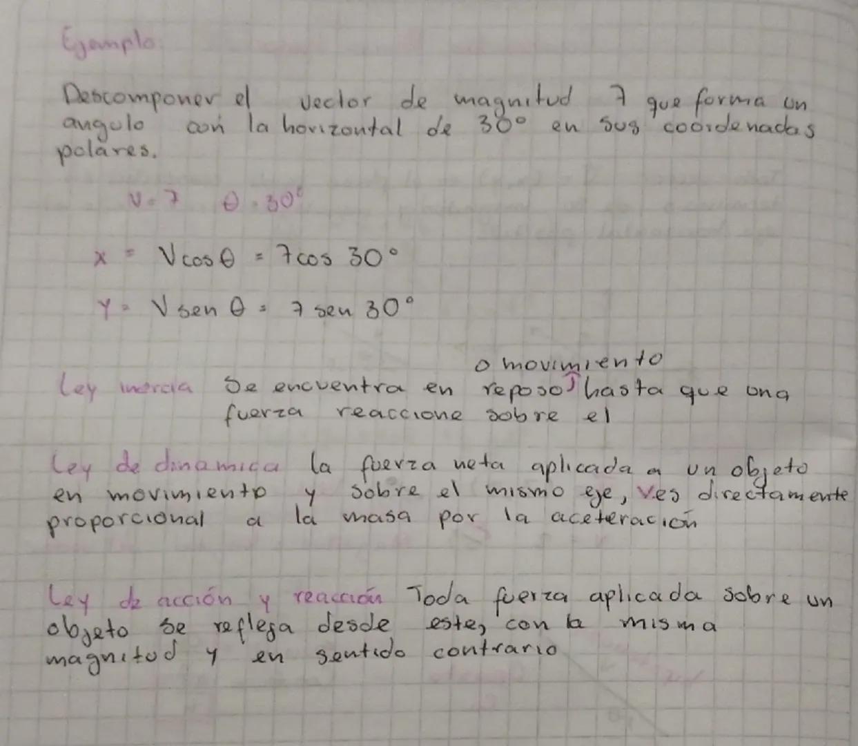 # Ejemplo
Descomponer el vector de magnitud $\vec{v}$ que forma un ángulo con la horizontal de $30^o$ en sus coordenadas polares.
$\vec{v}$