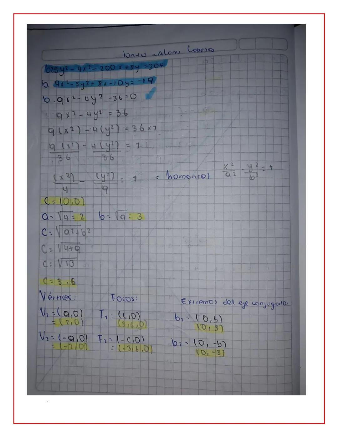 # 1DA-O-Alonis CobzEOS
D
# LA HIPERBOLA
La hiperbola es el wgor geométrico de los puntos del
plono tal que la diferencia de sus disioncio