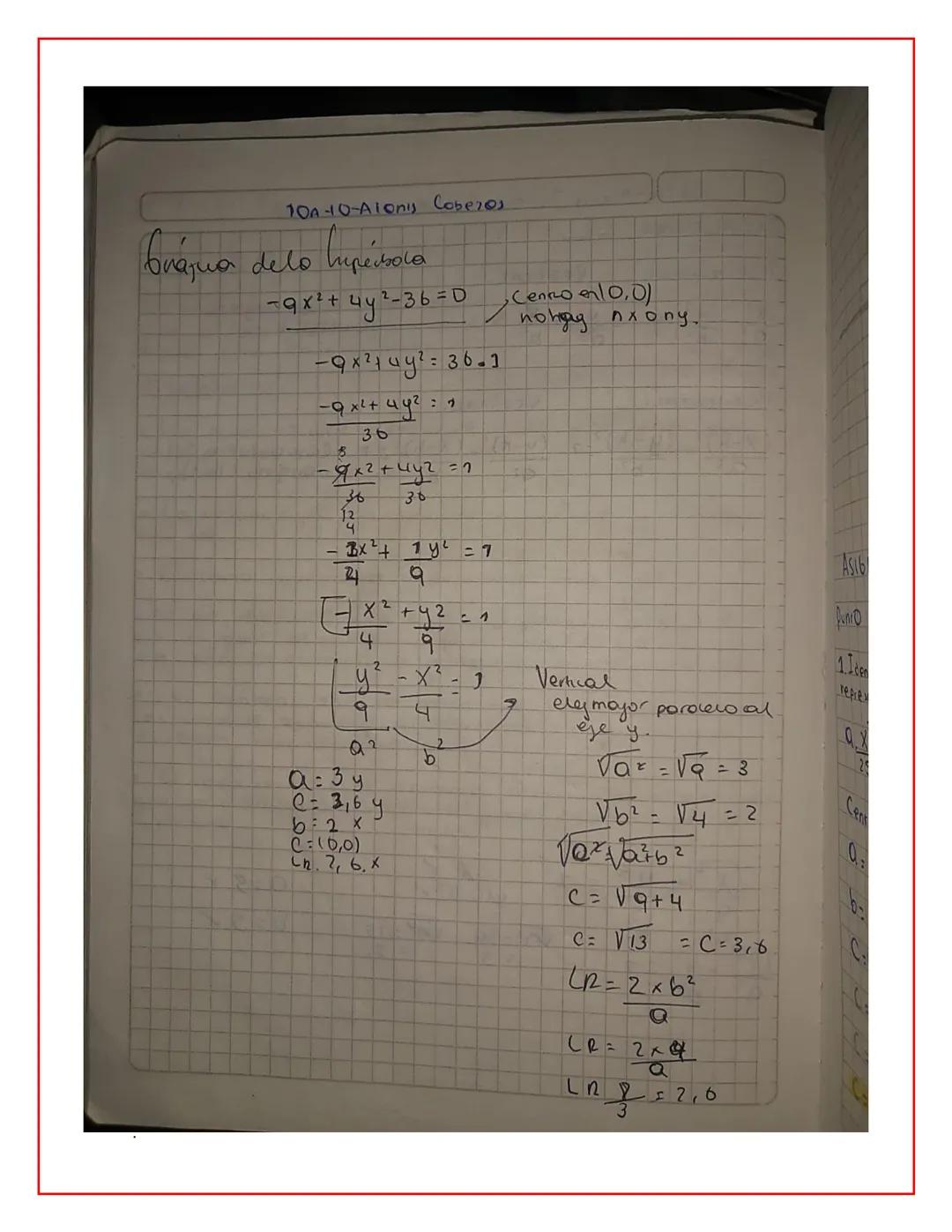 # 1DA-O-Alonis CobzEOS
D
# LA HIPERBOLA
La hiperbola es el wgor geométrico de los puntos del
plono tal que la diferencia de sus disioncio