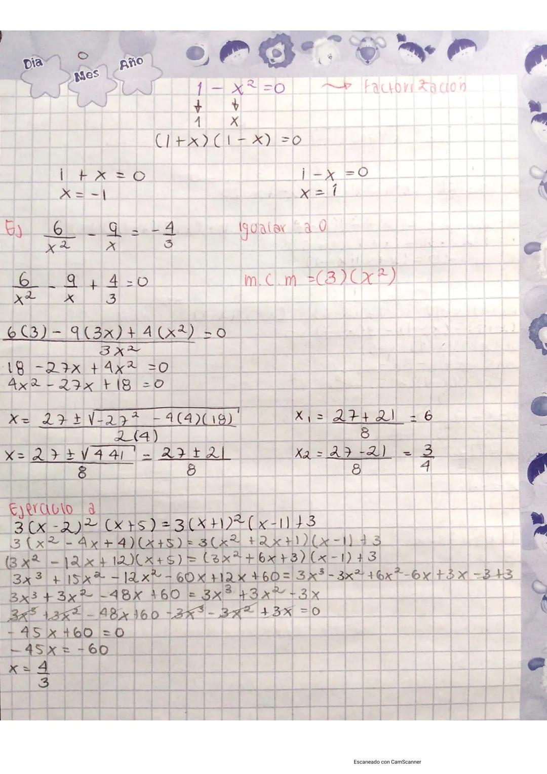 do
# ECUACIONES
Eduaciones 20° grado
$ax^2 +bx + c = 0$
$X=\frac{-b\pm\sqrt{b^2-4ac}}{22}$
$b^2-4ac$ discriminante.
$b^2-4ac > 0 \sim$
$