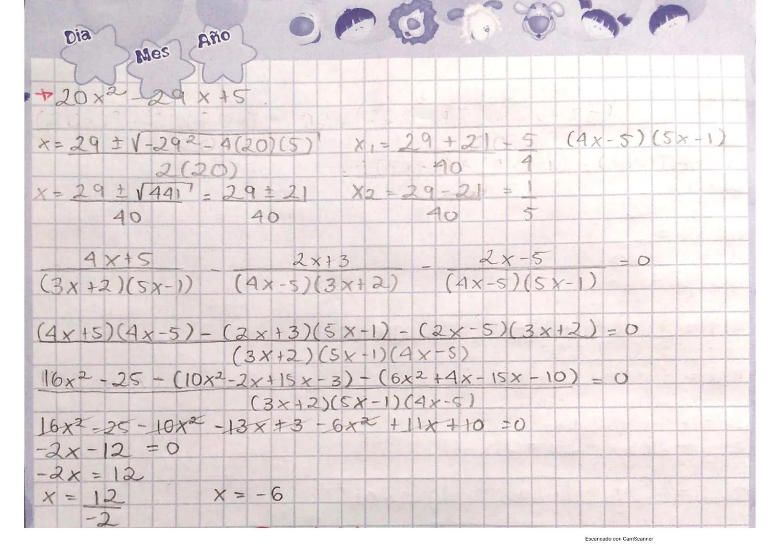 do
# ECUACIONES
Eduaciones 20° grado
$ax^2 +bx + c = 0$
$X=\frac{-b\pm\sqrt{b^2-4ac}}{22}$
$b^2-4ac$ discriminante.
$b^2-4ac > 0 \sim$
$