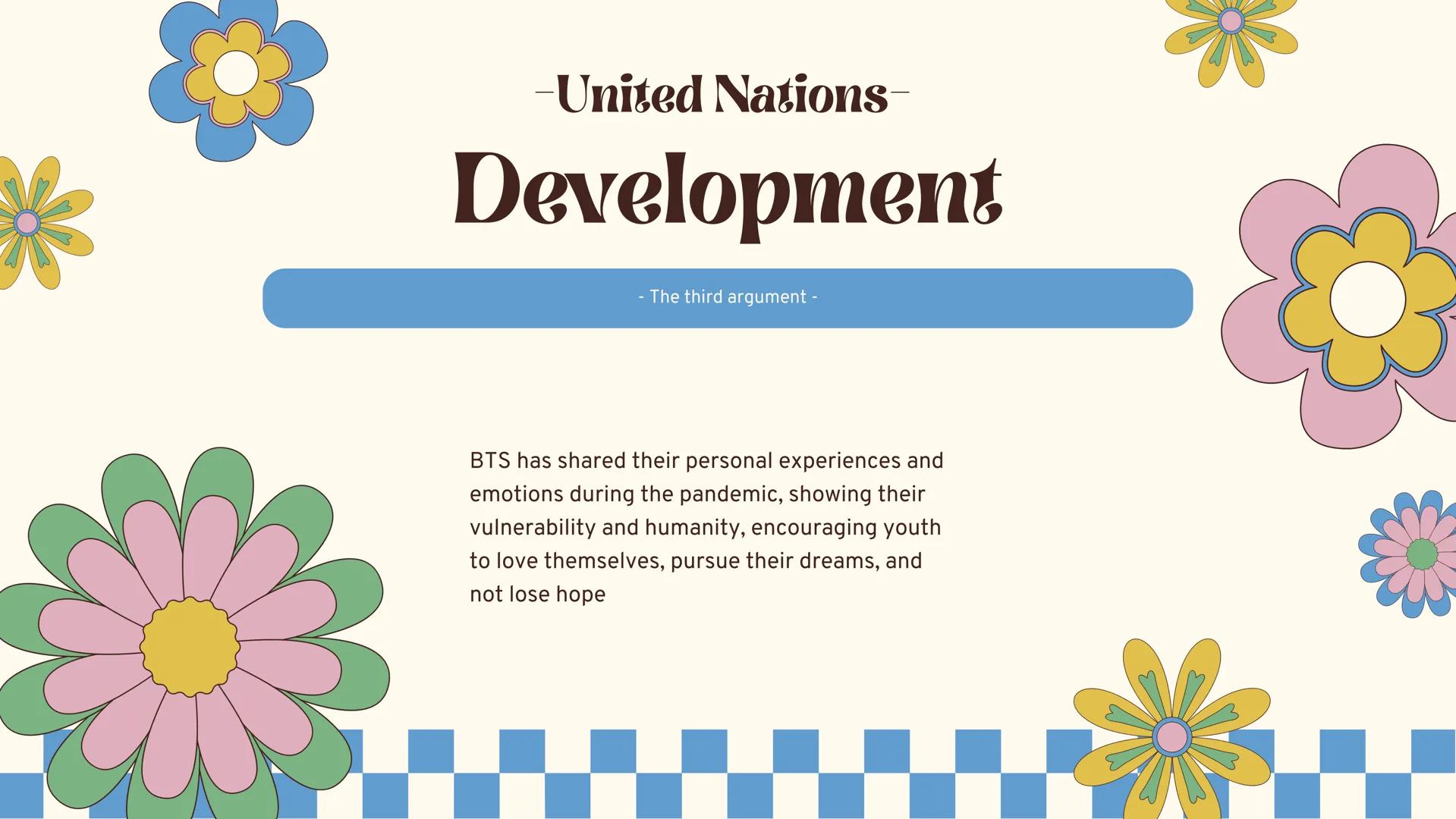 One... Two... Three!
BTS
In the UN
- United Nations- # Index
Introducción
Objectives
Development
Speeches
Conclusion Introduction
K-