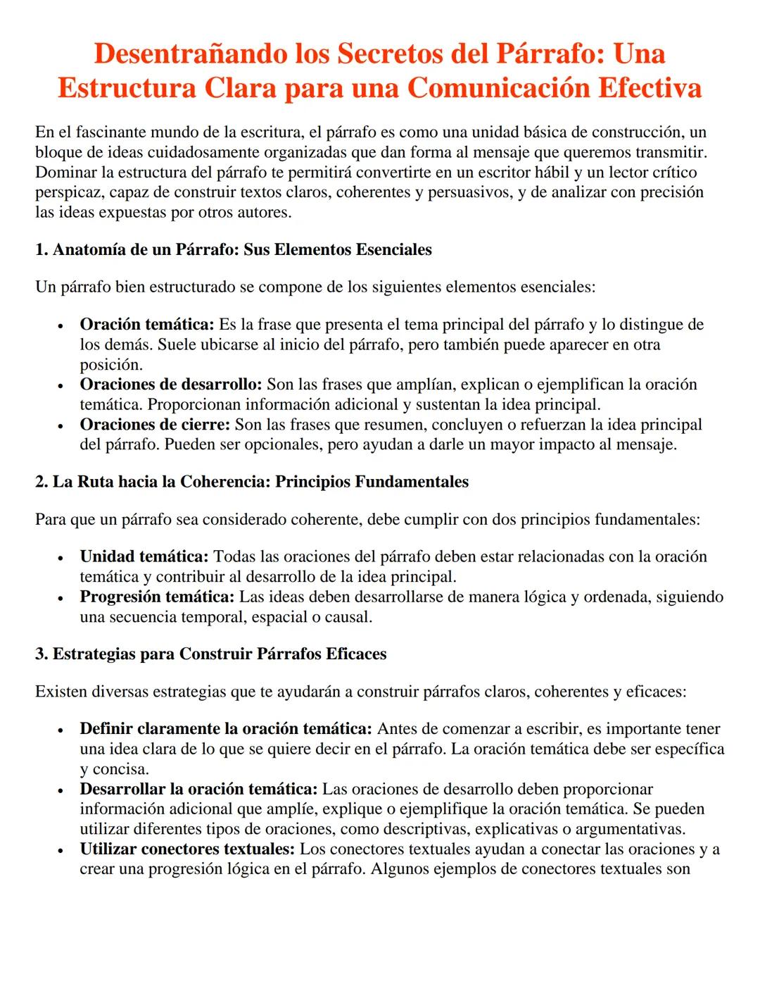 Desentrañando los Secretos del Párrafo: Una
Estructura Clara para una Comunicación Efectiva
En el fascinante mundo de la escritura, el párra