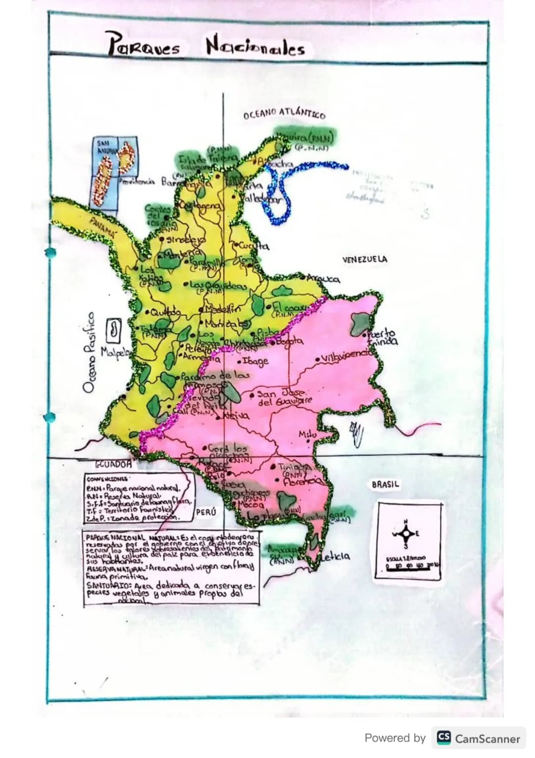 # REGIONES NATURALES DE COLOMBIA...
REGIÓN
INSULAR
San Andrés
Providencia
OCÉANO PACÍFICO
Malpelo
PACÍFICA
CARIBE
ANDINA
OCÉANO ATLÁN