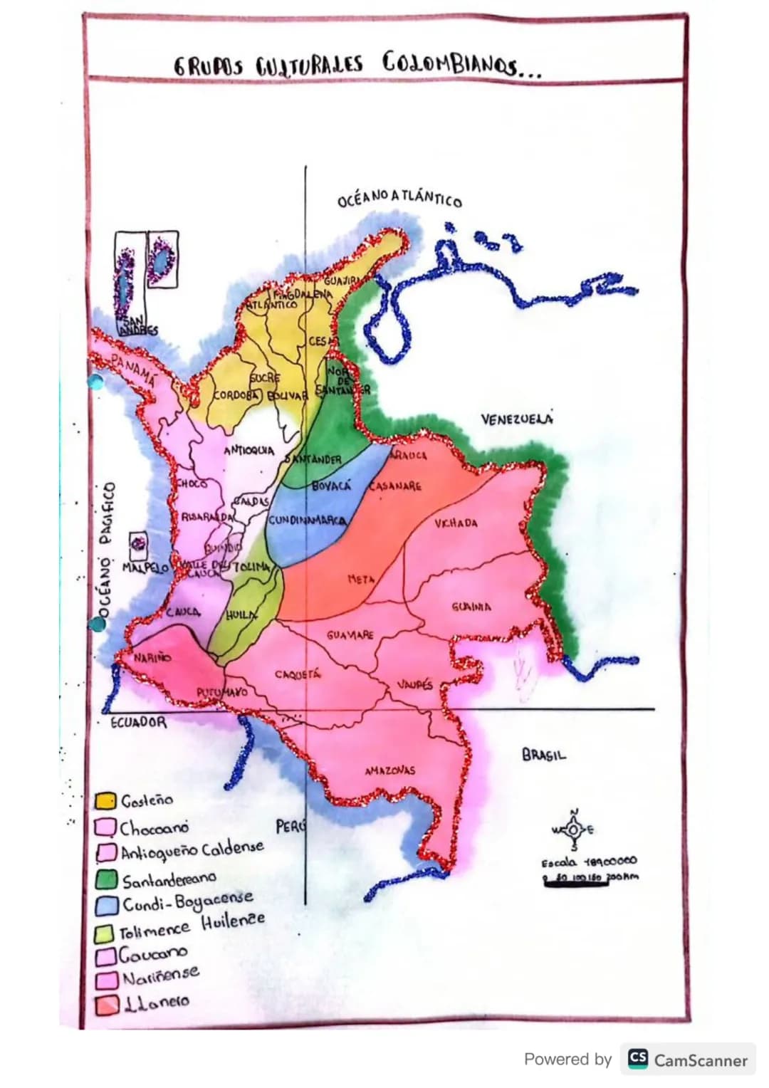 # REGIONES NATURALES DE COLOMBIA...
REGIÓN
INSULAR
San Andrés
Providencia
OCÉANO PACÍFICO
Malpelo
PACÍFICA
CARIBE
ANDINA
OCÉANO ATLÁN