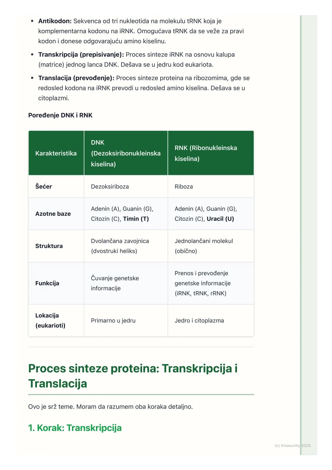 # Genetski kod i sinteza proteina
## Uvod u genetski kod
Genetski kod je sistem pravila po kojima se informacija zapisana u genima
(sekven
