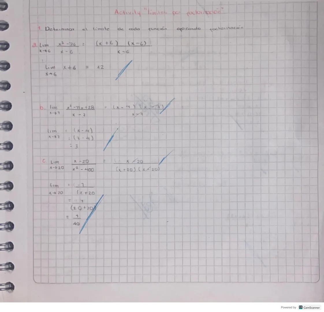 1 Determinar
x²-36=
Activity "limites com poctouración"
ad
el
limite
cle
coda
función
aplicondo
(x+6)
(x-6)
K-6
a. Lim
X-46
2-B
L
Lim
X+6
=